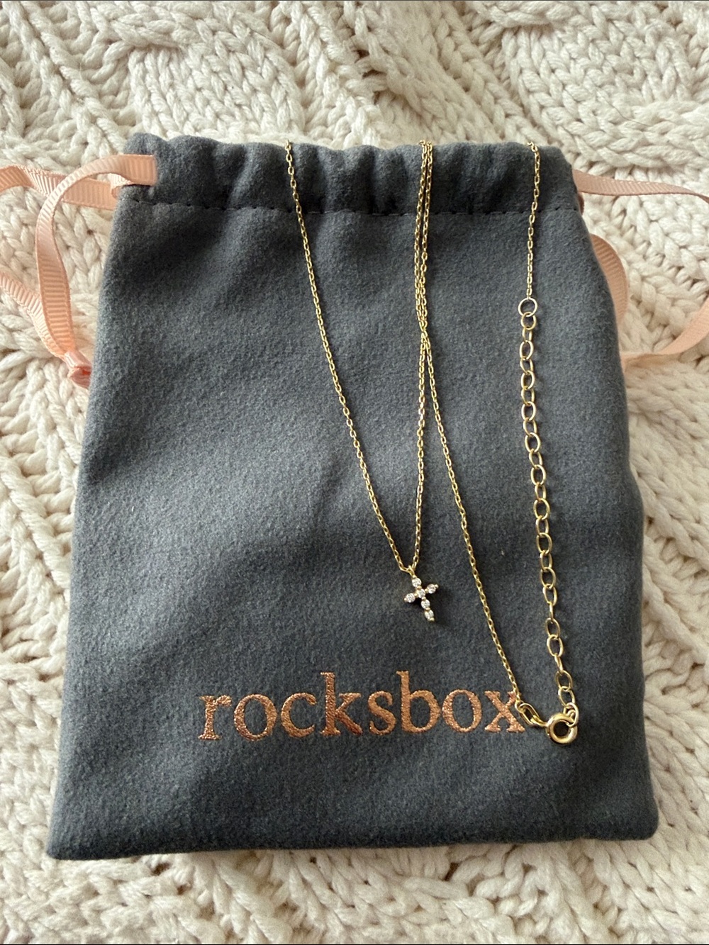Rocksbox Gold Cross pendant Necklace with lab grown diamonds
